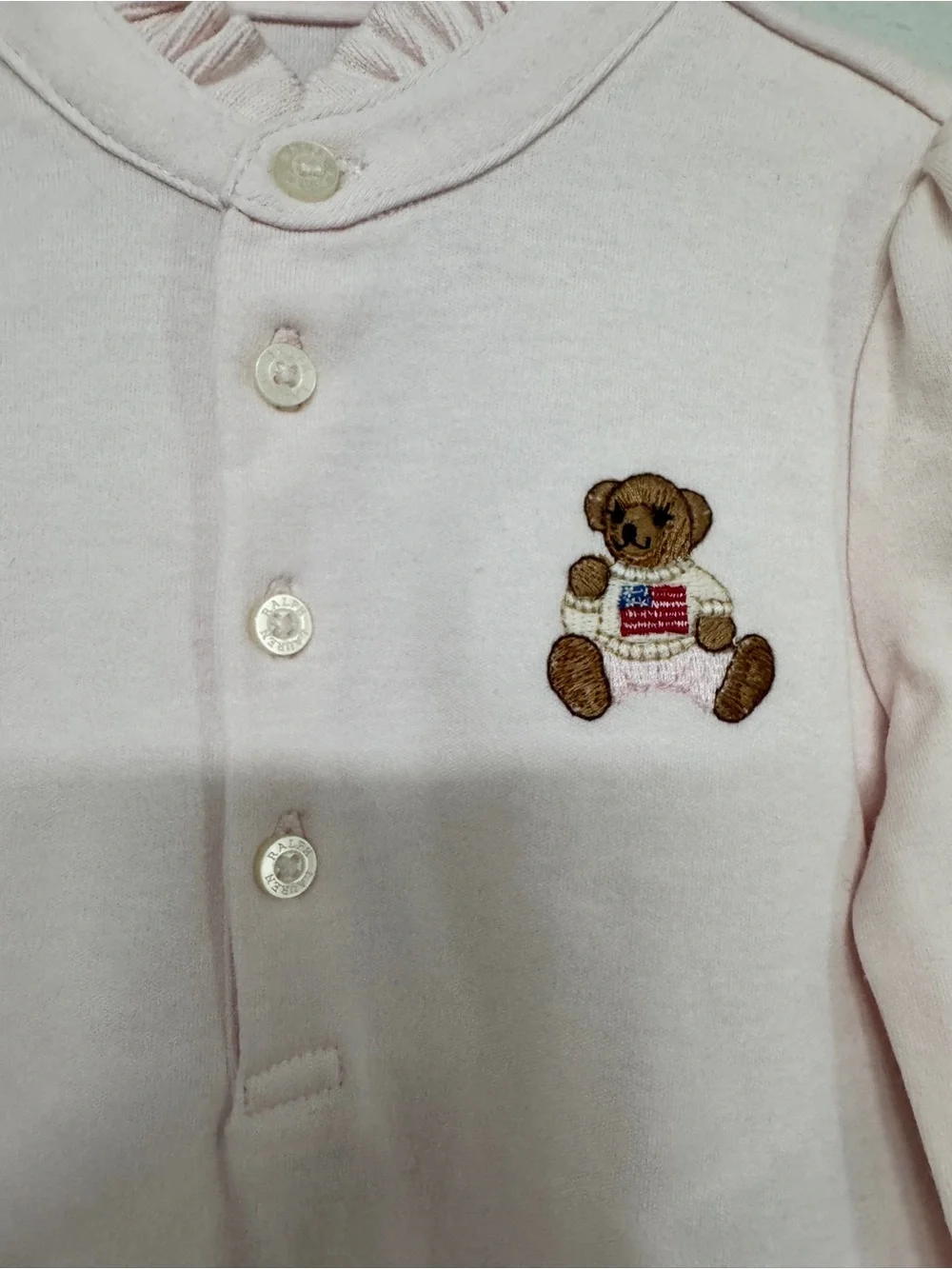 NWT Polo Ralph Lauren Embroidered Polo Bear Footed Coverall baby sz 9M